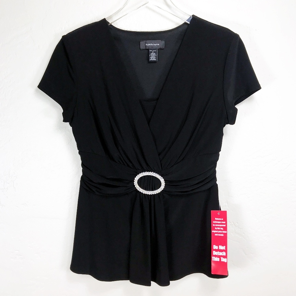 NWT R&M Richards Dressy Drapey Knit Top with Bling